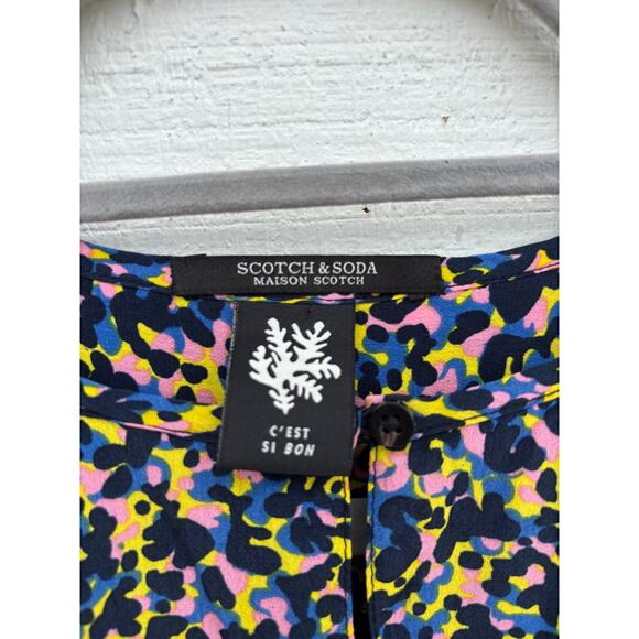 Scotch & Soda Printed Ruffle Dress, Multicolored Animal Print, Sz XS - Picture 3 of 8